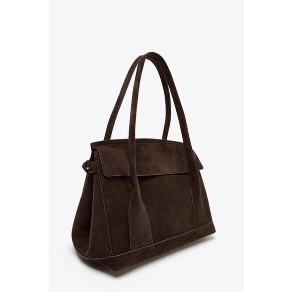 ZARA LEATHER CITY BAG - Picture 1 of 6